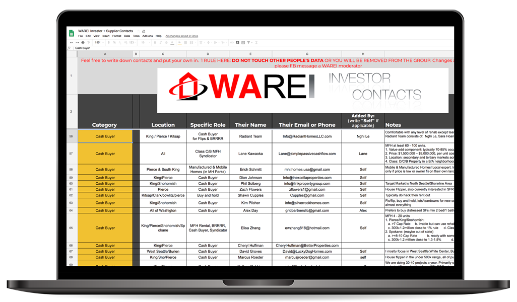 WA Real Estate Investing List